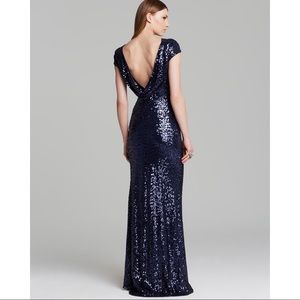 Badgley Mischka Sequin Open Back Dress